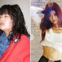 Cette jeune chinoise est passé de gauche à droite en 3 ans. Elle est prof de fitness maintenant. Le sport ça aide nan?