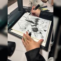 dedicace sur shikishi Kamome Shirahama mangaka L'Atelier des sorciers Toronto