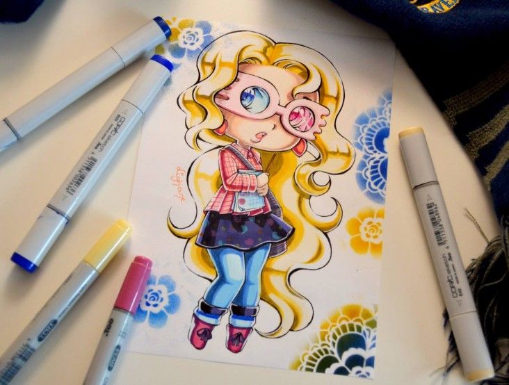 Dessins Harry Potter en chibi aux feutres COPIC