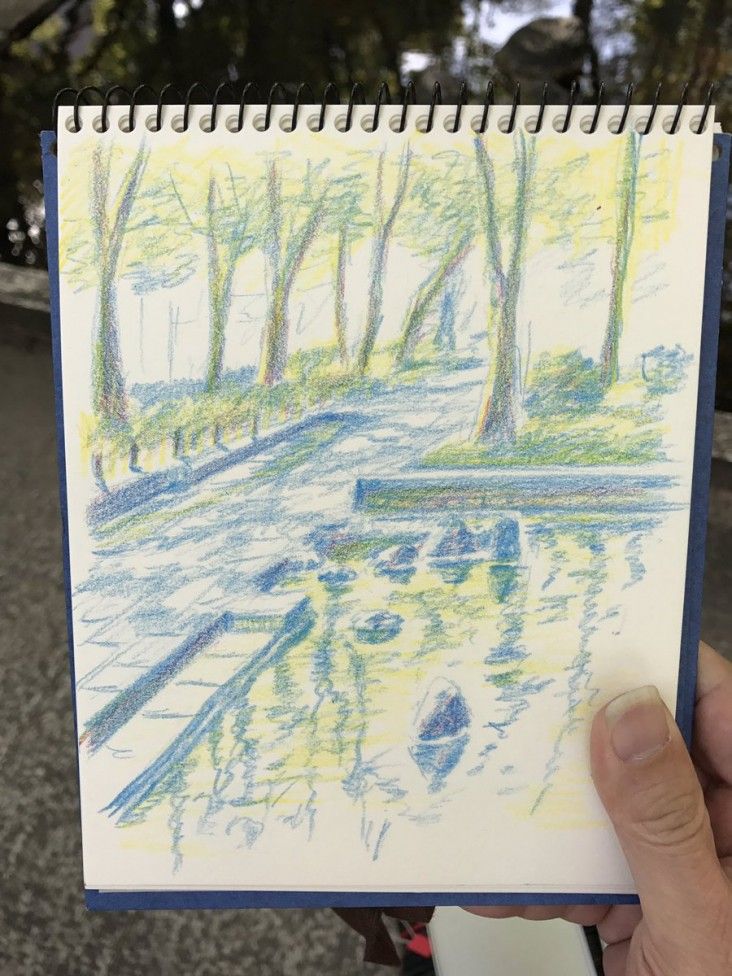 Dessiner un paysage aux crayons de couleurs : Nagoya City Hisayodo Odori  Park par Ryota Hayashi