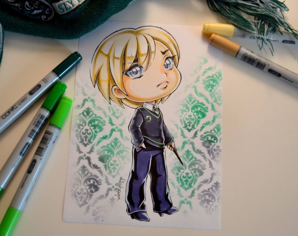 Dessins Harry Potter en chibi aux feutres COPIC