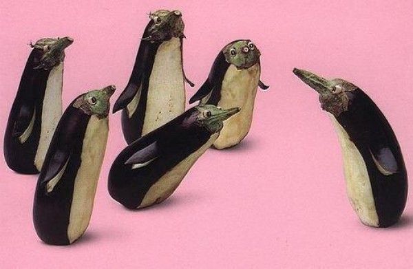 Avec des aubergines on fait des pingouins