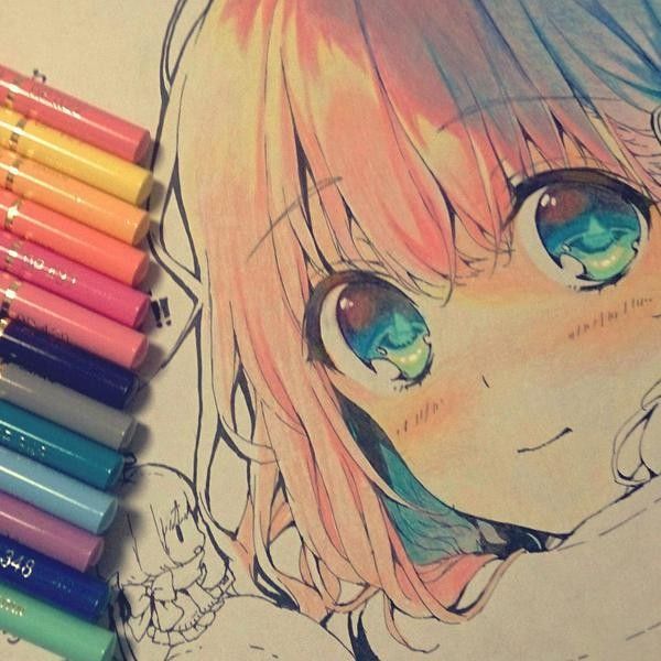 Dessin De Fille Manga En Couleur