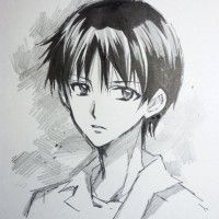 Fanart de Shinji dans Evanglion de la mangaka Arina Tanemura (Princesse Sakura,Full Moon wo sagashite, Kamikaze kaitou Jeanne)