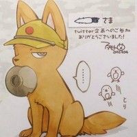 Joli shikishi d'une illustration d'un chien