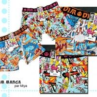 Visuels manga des caleçons DIM par l'illustratrice Miya (Vis à vis chez Pika éditions)