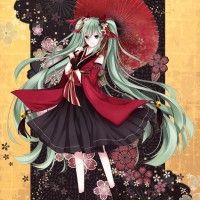 Miku avec une ombrelle japonaise