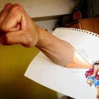 Dessin du punch de Luffy en trompe oeil