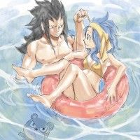 Hiro Mashima, l'auteur de Fairy Tail, dessine Gajil et Reby à l'eau.