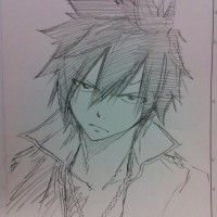 Portrait crayon de Grey par Hiro Mashima l'auteur de Fairy Tail
