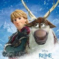 Affiche de la Reine Des Glaces avec les personnages de Kristoff et Sven.