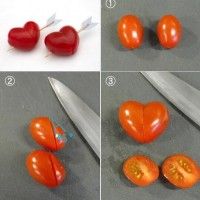 Couper des tomates pour faire des coeurs