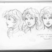 Croquis tête de Wonder Woman par Jim Lee