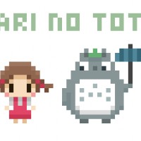 Totoro pixellisé. J'ai cru que le parapluie était une hache. Ca serait glauque...