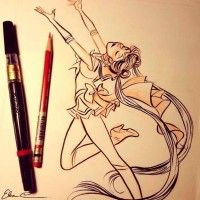 Dessin Sailor Moon par Elsa Chang avec un feutre pinceau et un crayon rouge http://www.tvhland.com/boutique/pentel-color-brush-noir/materiel... [lire la suite]