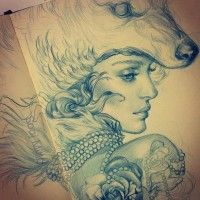 Dessin au crayon bleu par Sooj