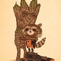 Groot et Rocket sont trop mignons comme ça ! Dessin de sirmitchell