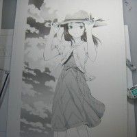 Hoshi_renji utilise la trame du ciel avec des nuages sur sa planche de manga http://www.tvhland.com/boutique/trame-screentone-deleter.html