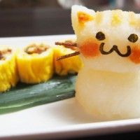 Sculpture de radis japonais en un mignon #Chat #Gastronomie