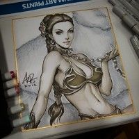 #Shikishi PrincesseLeia aux feutres #Copic par #Artgerm. #Dessin