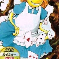 Le professeur alien Assassination Classroom en robe d'Alice aux pays des Merveilles