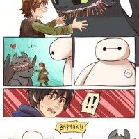 #Baymax relève le challenge de #Krokmou au #Pocky #LesNouveauxHeros #HTTYD2