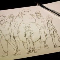 Pour commencer l'année en dessin, voici mon croquis de #BigHero6. #LesNouveauxHéros #Disney