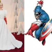 Pour les #Oscars, #LadyGaga a piqué les gants de #CaptainAmerica.