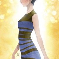 #Dessin de la robe bleue et noire par l'artiste #Artgerm #Mode