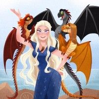 #Dessin #Fanart  Daenerys avec ses bébés dragons #GameOfThrones