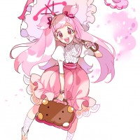 #Dessin fille avec une valise en forme de biscuit par zupzup05