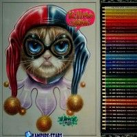 #Dessin #Chat Grumpy en #HarleyQuinn par vampire-stars aux crayons de couleurs #CrayonDeCouleurs #Animaux