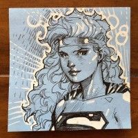 #Dessin sur post-it de #Supergirl