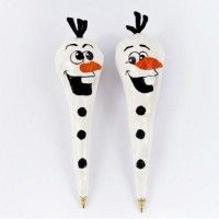 des stylos Olaf en papier mâché #LaReineDesNeiges