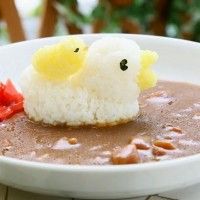 C'est pas mignon ce caneton sur sa maman baignant dans le curry ? #JapanFood