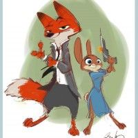 #Dessin Nick Wilde et Judy Hopps de #Zootopie par Byron Howard #Disney