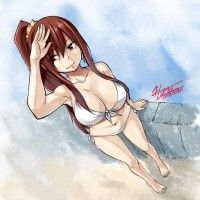 #Dessin #ErzaScarlet en bikini par #HiroMashima, le mangaka de #FairyTail