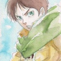 Dessin Eren à l'#Aquarelle par nishinob #LAttaqueDesTitans #ShingekiNoKyojin