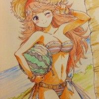 #Dessin fille plage maillot de bain crayons de couleurs par fusuke208 #CrayonDeCouleurs