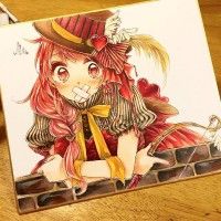 #DessinSurShikishi fille bouche scotchée par spicaboy http://www.tvhland.com/boutique/shikishi-board.html