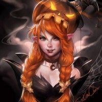 #Dessin fille #Halloween citrouille par #Sakimichan