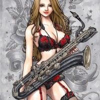 #Dessin fille saxophone par Takumi #Copic http://www.tvhland.com/boutique/feutre-professionel-copic-sketch.html