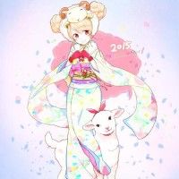#Dessin fille kimono #NouvelAn chèvre mouton par tanakamtam_