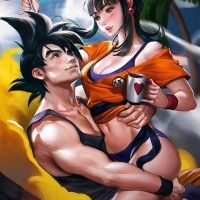 #Dessin #Fanart couple Son Goku et Chichi par #Sakimichan #DragonBall