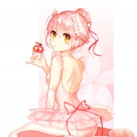 Une bouchée de macaron à la fraise #Dessin #Illustration fille par Sugar_Vel