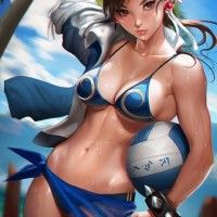 #Dessin #Illustration Chun Li #StreetFighter maillot de bain beach volley par #Sakimichan #JeuVidéo #Fanart