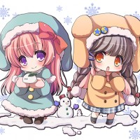 #Dessin #Illustration fille moe kawaii sd chibi hiver #Noël par yuyutei #Manga