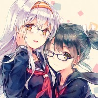 #Dessin #Illustration filles écolières lunettes par HitenKei #Manga