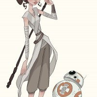 #Dessin #Fanart #StarWarsLeRéveilDeLaForce Rey #Bb8 par Mallory Carlson