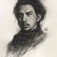 #Dessin #KyloRen #StarWarsLeRéveilDeLaForce par #Artgerm au #Fusain Adam Driver